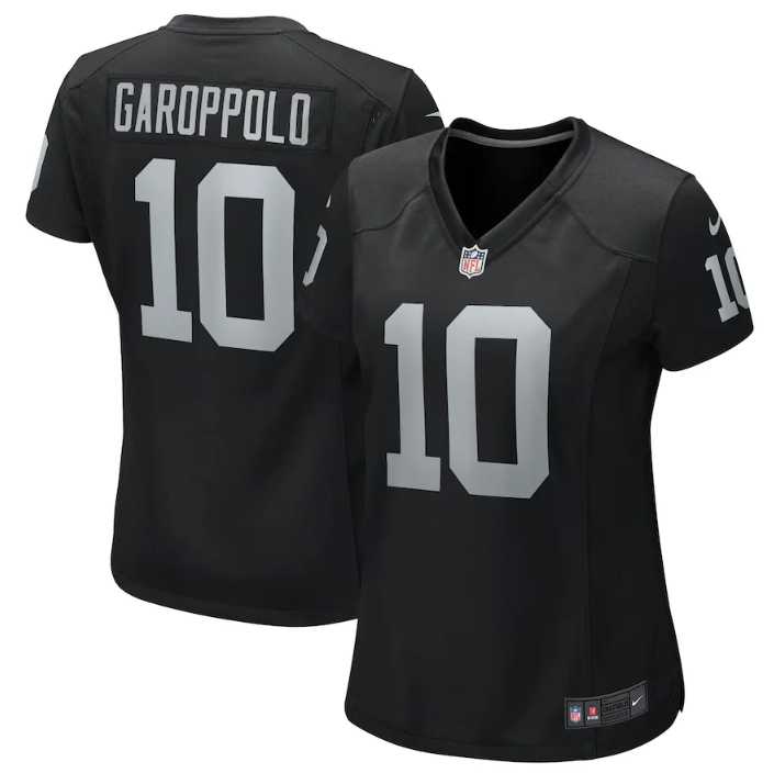 Women%27s Las Vegas Raiders #10 Jimmy Garoppolo Black Stitched Game Jersey(Run Small) Dzhi